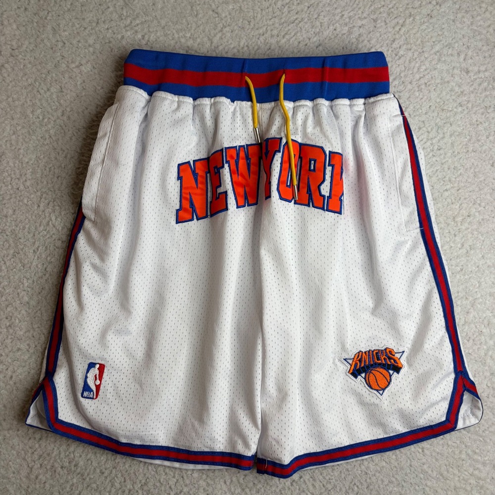 Y2K Just Don New York Knicks 1994 NBA Finals Basketball Shorts White Mesh Mens S